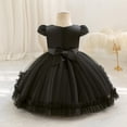 thumbnail image 4 of Girl's 3D Flower Waist Tulle Dress, Baby Toddler Flower Girl Wedding Dress with Bowknot, Shiny Butterfly Pageant Formal Dress for Birthday Christmas Party, 6M-5Y Black 100, 4 of 7
