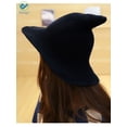 thumbnail image 3 of Deago Women Witch Hat Cotton Wool Fashion Witch Sun Hats For Halloween Christmas Streetwear Party Accessories (Black), 3 of 5