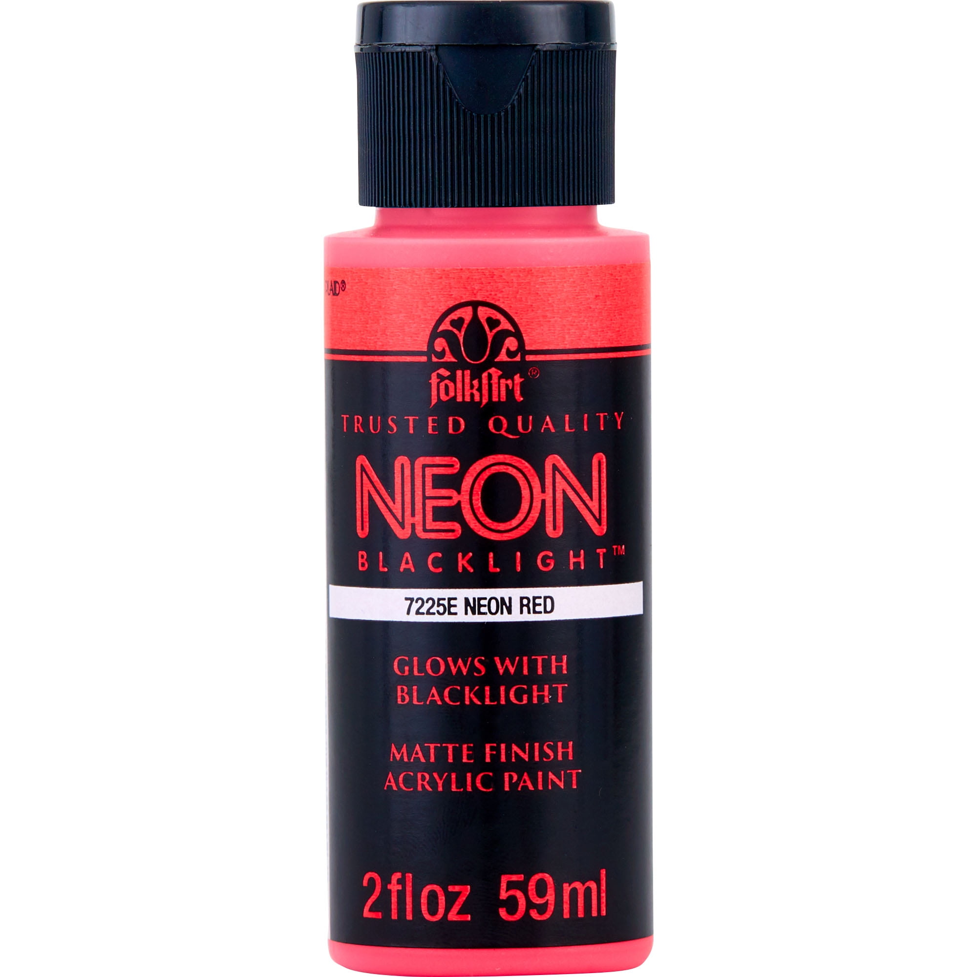 FolkArt Neon Blacklight Acrylic Craft Paint, Matte Finish, Red, 2 fl oz