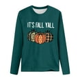 thumbnail image 4 of Fiaer,Long Sleeve Tshirt Halloween T-Shirt for Adult Women Crew Neck Plus Size Pumpkin Printed Loose Fit Casual Tops Dark Green M, 4 of 4