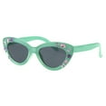 thumbnail image 2 of Kids Size Girls Large Rhinestone Bling Thick Plastic Mod Cat Eye Sunglasses Mint Green Black, 2 of 3