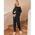 thumbnail image 7 of Ekouaer Women's 5 Piece Lounge Set Long Sleeve Knit Pajamas Sweatsuit Jogger Pant Outfits With Pockets, 7 of 7