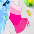 thumbnail image 4 of Gyujnb Girls Swimsuit,Girl's Swimsuits Color Cutout One Shoulder Bathing with Mesh Cover Up 1 Piece Swimsuit Swimwear,13-14 Years, 4 of 4