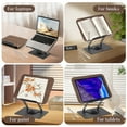 thumbnail image 5 of ZYNERY Book Stand for Reading, Book Holder with Bookmarks, Height & Angle Adjustable, 360° Rotating Base, Foldable and Portable, Lightweight for Office, Kitchen, Recipe, Tablets, Laptops, 5 of 6