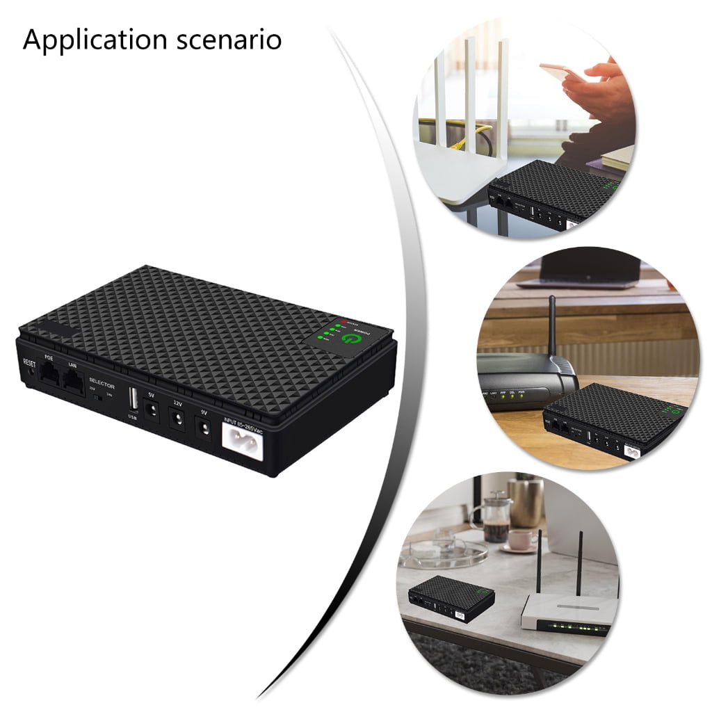 Small UPS Backup Power 10400mah/8800mah 5V 9V 12V Uninterruptible Power Supply with Adapter for Networking Gear