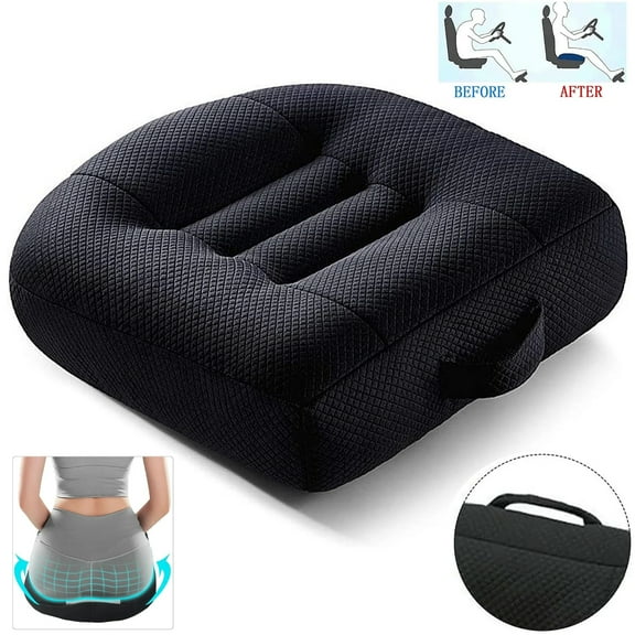 OhhGo Car Booster Seat Cushion, Comfort Seat Cushion Heightening Posture Chair Cushion Pillow for Office Adult Chair/Car Seat Relief Pad, Black