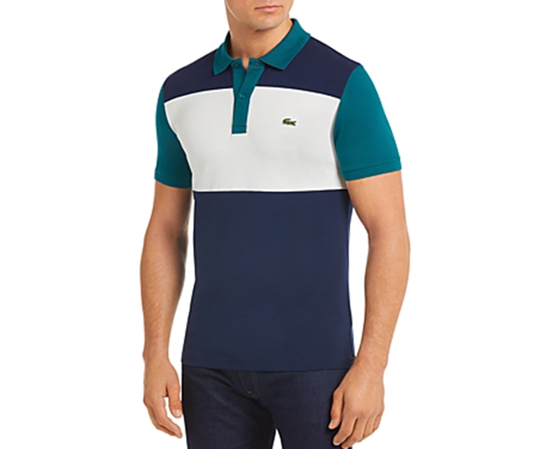 Lacoste Color-Block Striped Slim Fit Pique Polo Shirt Mens Active Shirts & Tees Size Xxxl, Emerald/Blue/White - Walmart.com