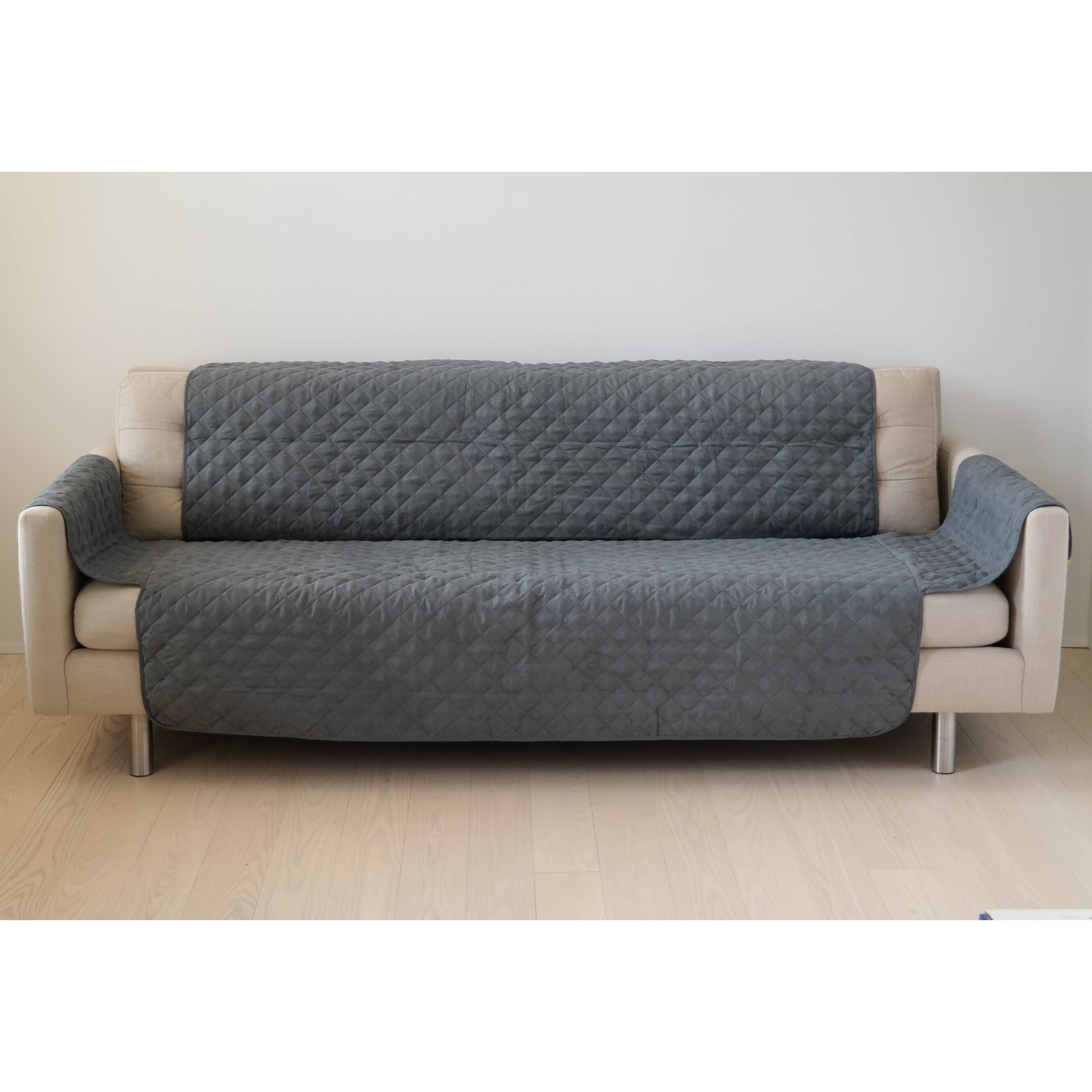 Precious Tails HomeBase Microsuede Dog Sofa Cover, Grey, Large, 110"L x 70.5"W x .25"H