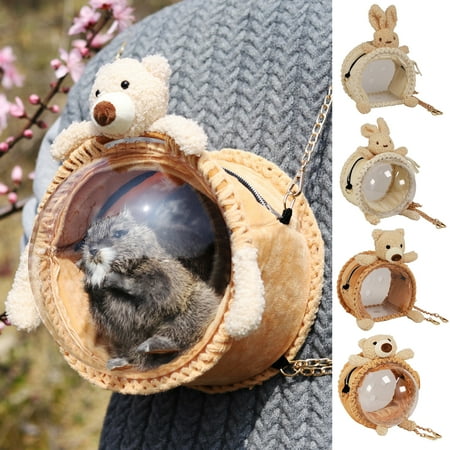 Eisoary Pet Carrier Bag Breathable Cute Doll Decor Portable Small Animals Hamster Chinchilla Travel Shoulder Bag for Outdoor Style 2 L
