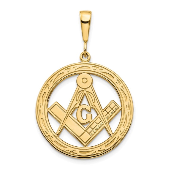 Real 14kt Yellow Gold Large Masonic Pendant; for Adults and Teens; for Women and Men