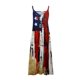 thumbnail image 4 of Vestido largo de playa ajustado con estampado de rayas sin mangas con cuello en V y cintura media a la moda para mujer del Día de la Independencia Pompotops  ghjkhdj8422, 4 of 5