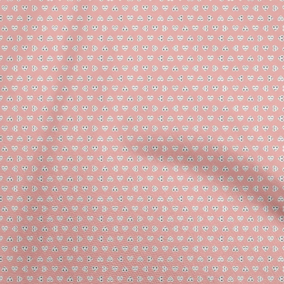 oneOone Cotton Poplin Light Pink Fabric Hearts Print Quilting Supplies Print Sewing Fabric By The Yard 56 Inch Wide