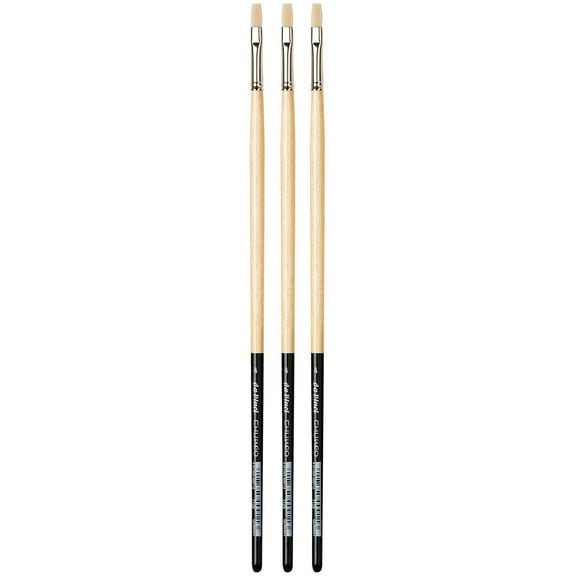 da Vinci CHUNEO Synthetic Hog Bristle, Oil, Flat, Series 7129, Size 4, Pack of 3