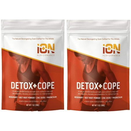 iON Performance Detox + Cope Bath Soak With Epsom Salt, Coconut Oil, Rosemary, Beet Root Powder, 7 Ounce (2