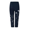 thumbnail image 6 of YDFCWXW Women's Capri Leggings Floral Printed Plus Size Capris High Waist Knee Length Slim Fit Cropped Legging for Yoga Navy, S, 6 of 6