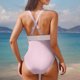 thumbnail image 4 of Traje de baño de bikini de verano para mujer, de color liso, con cojín en el pecho y sin soporte de acero, sin espalda, con tirantes, de nailon., 4 of 5