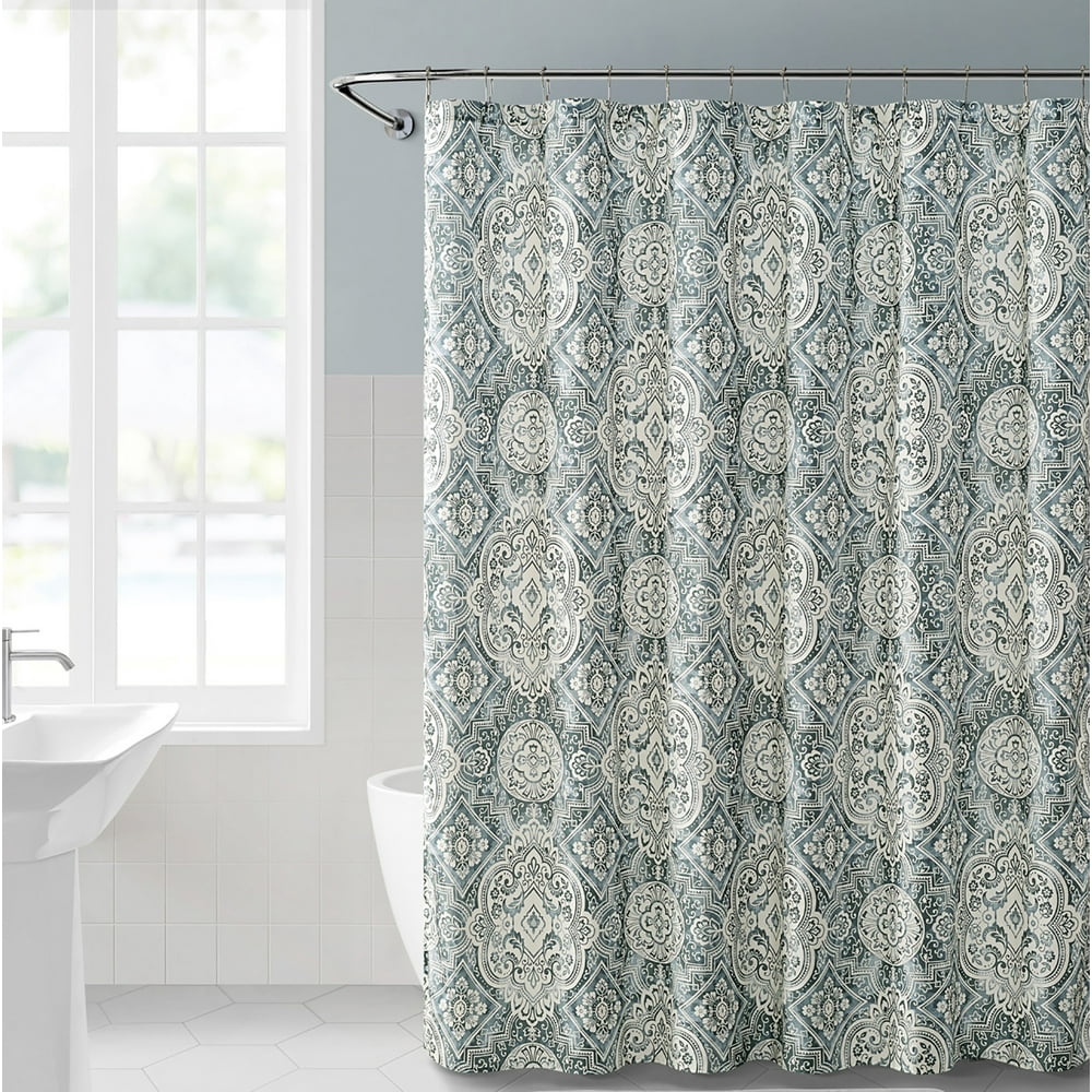 Laith Moroccan 13Piece Shower Curtain Set with Hooks, Grey, 72x72