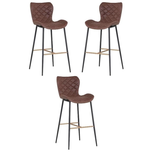 Home Square Lyla 30" Modern Wood Barstool in Antique Brown - Set of 3