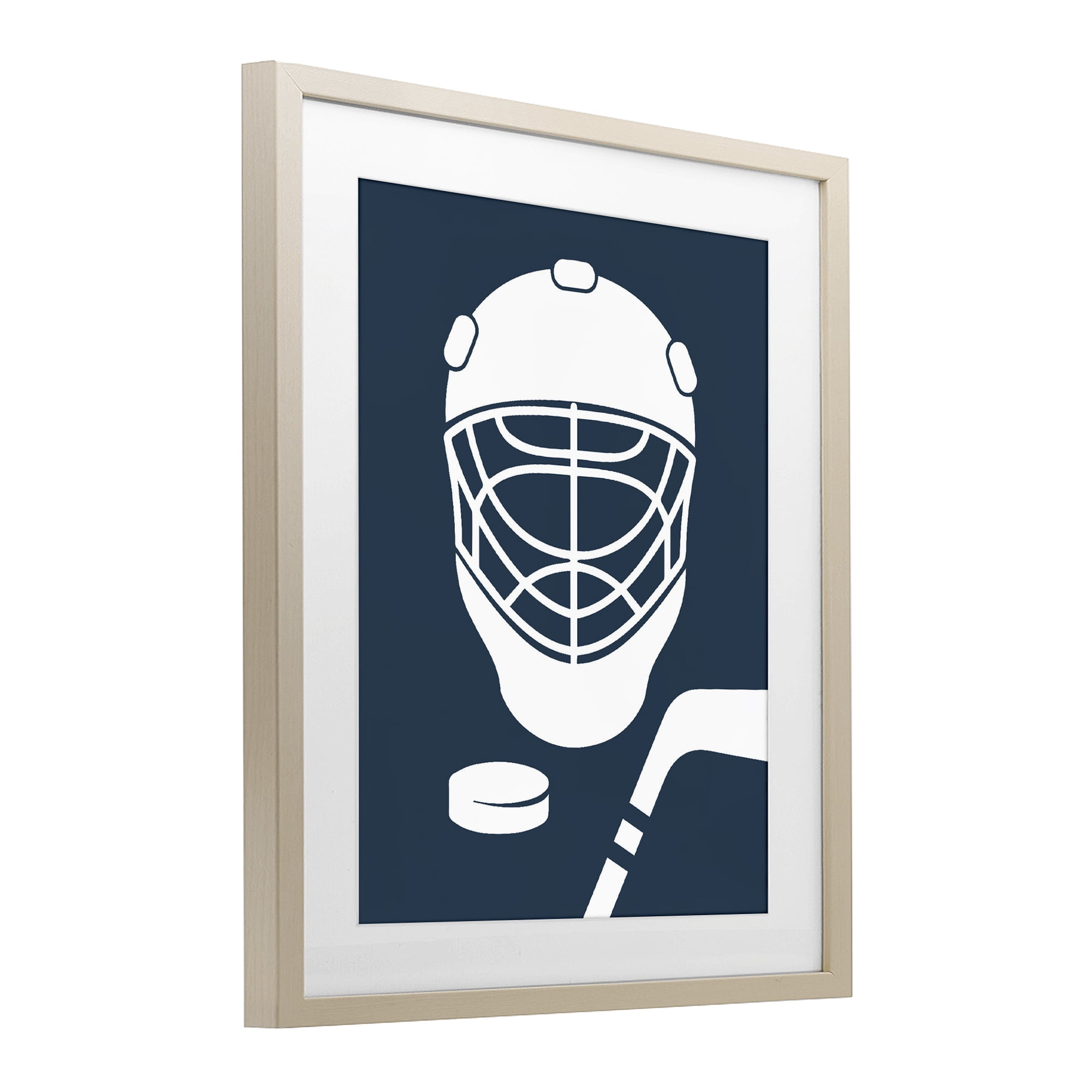 Stupell Industries Hockey Mask Blue & White Birch Framed Print Under Glass, design by Melody Hogan