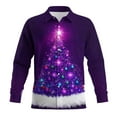 thumbnail image 6 of Fznquz Collared Big and Tall Button Up Shirt Men Long Sleeve Purple Christmas Shirt Winter Xmas Print Men Fashion, 6 of 8