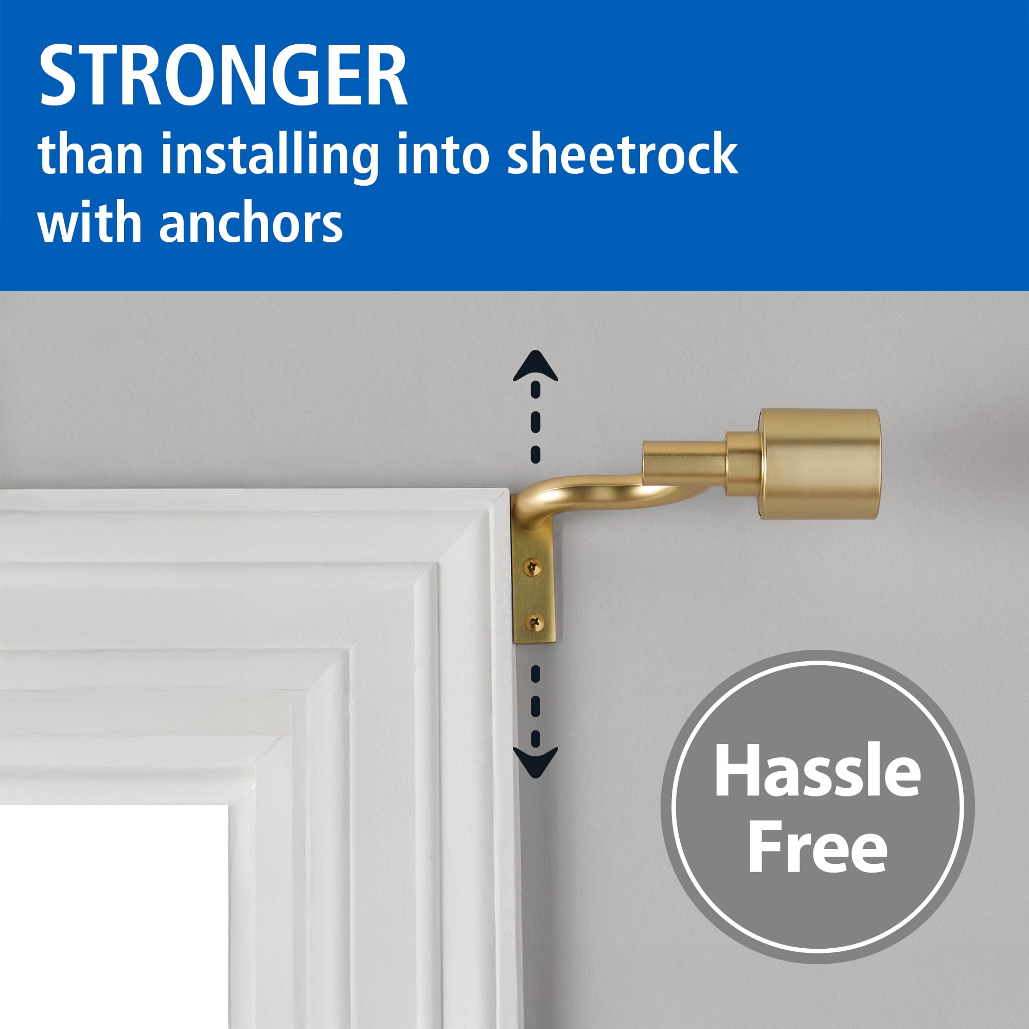 Mainstays Easy Hang Decorative Curtain Rod - Adjustable Window Curtain Rod, 30" to 84", Gold