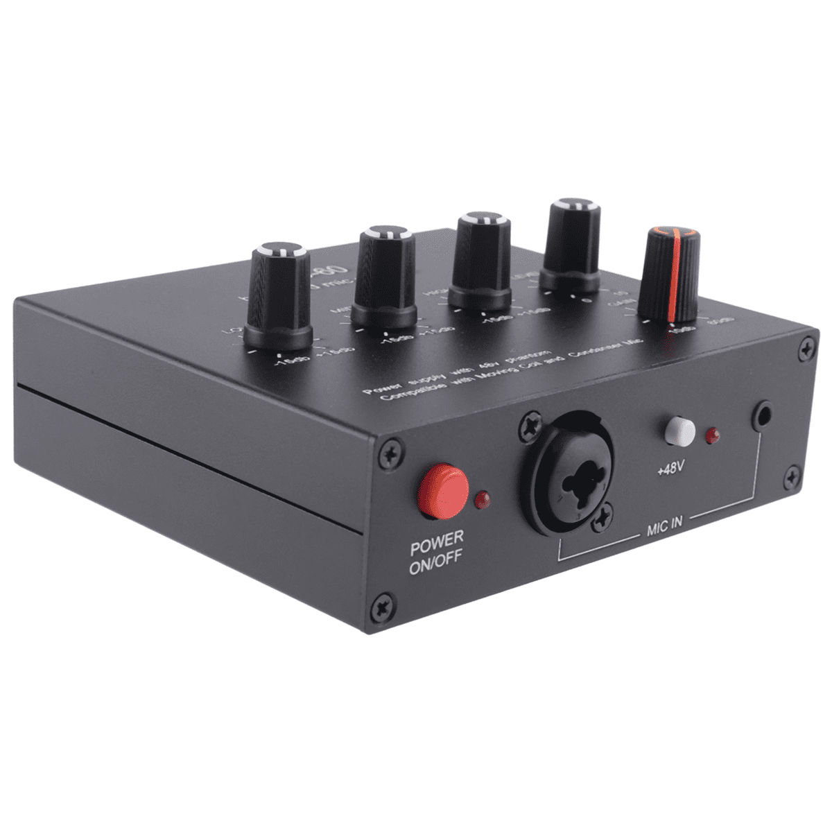 2X MIC-60 3-Band Equalizer Balanced Mic Preamp Microphone Preamplifier with DC Cable and 3.5mm Cable,2 x Main unit 2 x DC cable 2 x male to male cable,Black