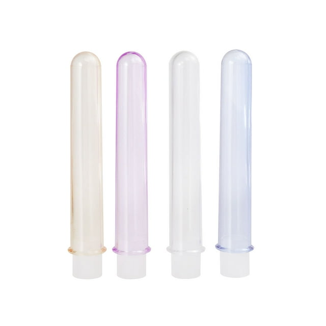 KALLORY 4Pcs Plastic Test Tubes with Screw Caps Assorted Color Lightweight Wine Glass for Bar