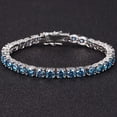 thumbnail image 3 of 6-9 Inches Round Cut Royal Blue Moissanite Tennis Bracelet for Women 5MM D Color VVS1 S925 Sterling Silver Lab Created Diamond Tennis Bracelet Perfect for Daily Wear, 3 of 7