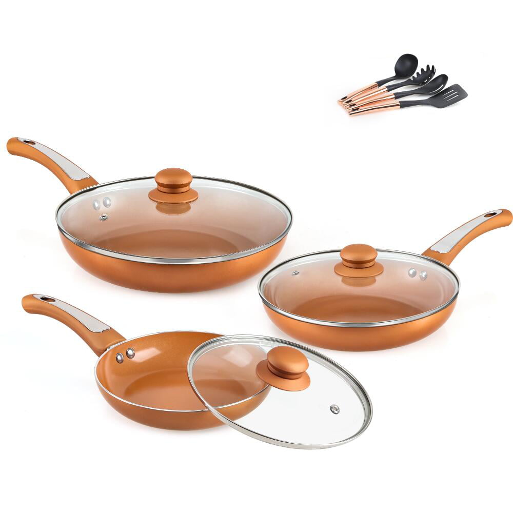 CERAMIC COATED COPPER Non Stick Large Frying Pan Induction Aluminum Frying Pan 