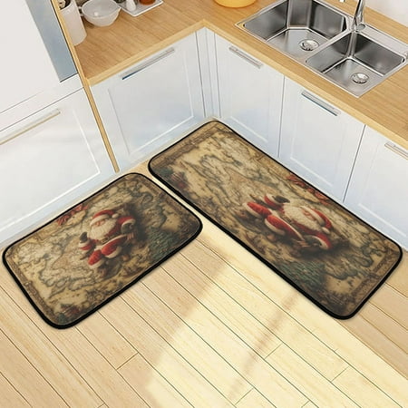 

Kitchen Floor Mat 2 Sets Carpet Floor Mat Kitchen Mat Bathroom Mat Living Room Mat Bedroom Mat Absorbent Delicate Fabric No Ball Map Santa Claus