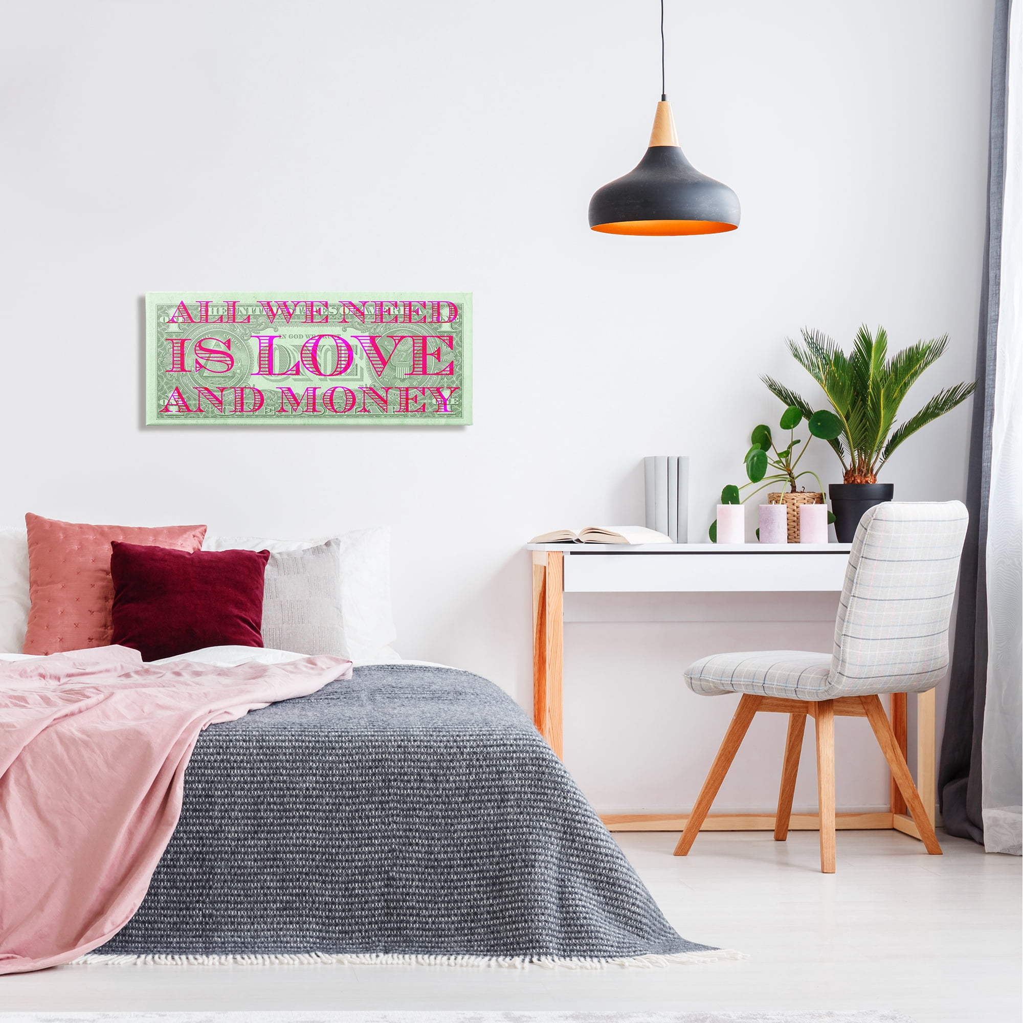 Stupell All We Need Is Love & Money Phrase Inspirational Painting Gallery Wrapped Canvas Print Wall Art