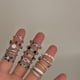 thumbnail image 3 of Colección de anillos de circonitas de color ~ Anillo abierto con diseño de nicho femenino de Advanced Sense bling Nuevo anillo para dedo, 3 of 5