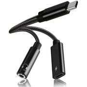 Samsung Galaxy S21 Headphone Adapter, 2 in 1 USB C to 3.5mm Audio Adapter & 60W Fast Charging Dongle Compatible
