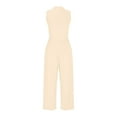 thumbnail image 3 of Lenpel Women's Jumpsuits Dressy Casual Sleeveless Mock Neck Wide Leg Rompers Trendy Summer Overalls with Pockets, 3 of 5