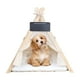 thumbnail image 1 of Tipi para mascotas, cama para tienda de campaña para gatos con cojín, refugio transpirable, semicerrado, casa para perros, nido de invierno beige, 1 of 10