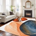 thumbnail image 2 of 8x10 Area Rugs for Living Room, Boho Geometric Non Slip Area Rugs for Kitchen Bedroom Entryway, Orange Blue Abstract Patterned Gold Stripes Washable Carpet Runner Rug Floor Mats for Bedroom, 2 of 8