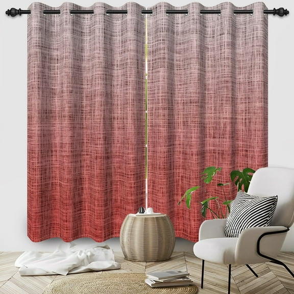 Pbobriich Red Gradient Blackout Curtains,Country Drapes Thermal Insulated Window Curtain for Bedroom 42x63 Inch