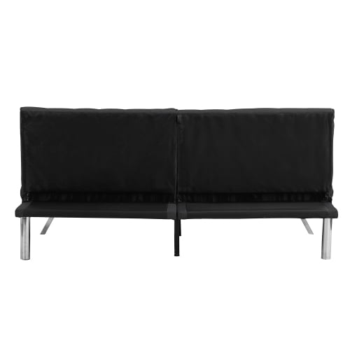 Leumius Convertible Futon Sofa Bed, Linen Fabric Upholstered Folding Futon for Living Room, Black