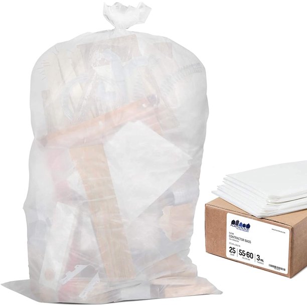 Plasticplace Clear Contractor Trash Bags 5560 Gallon (25 Count