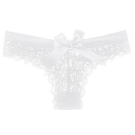 

Womens Panties Bow Lace Panties Transparent Mesh Thongs Low Waist Seamless Panties