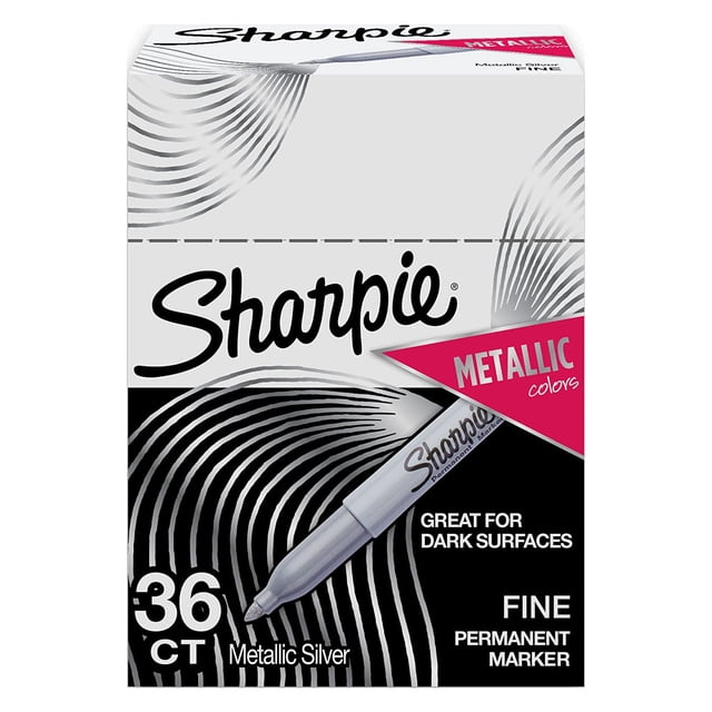 Rotulador Sharpie metálico permanente de punta fina plateado x36