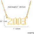 thumbnail image 4 of Collar con colgante de número de año de nacimiento de acero inoxidable con número dorado, collar de cumpleaños, joyería de cadena para mujeres y niñas, 4 of 6