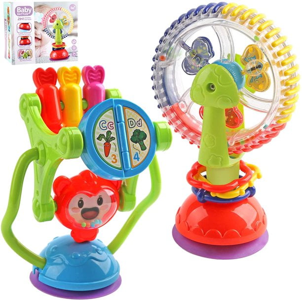 Baby Rattles Toys 6-12 Months Old Baby High Chair Toys Baby Suction Rattle Activity Balls Rattles Grab and Rotate, Crawling Educational Toys