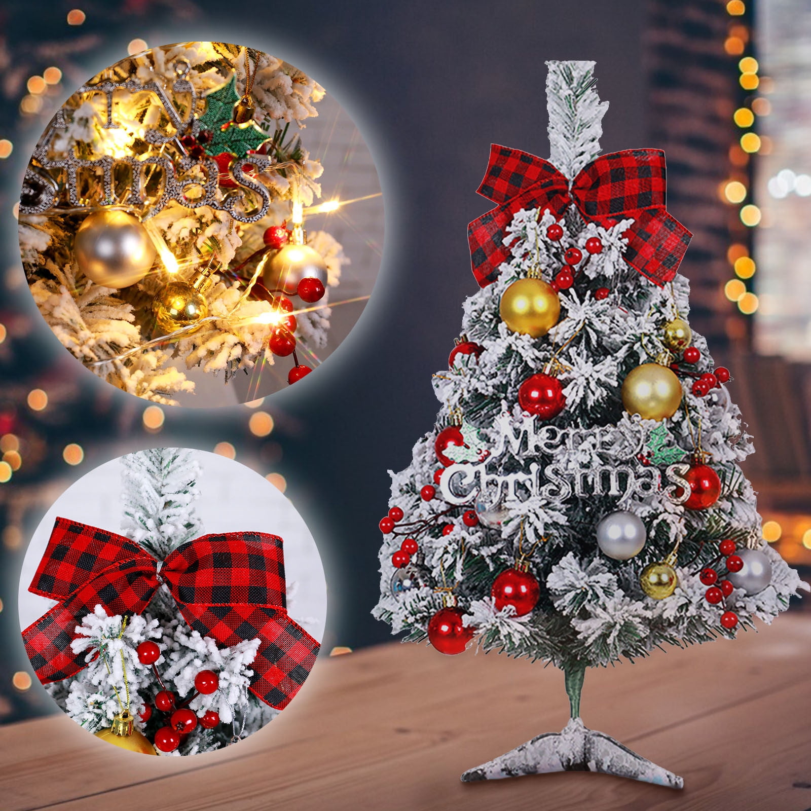 EUDIDV Xmas Decoration Ornaments 60cm Green Flocking Christmas Tree Package Decoration Desktop Christmas Tree Decoration Christmas Figurines