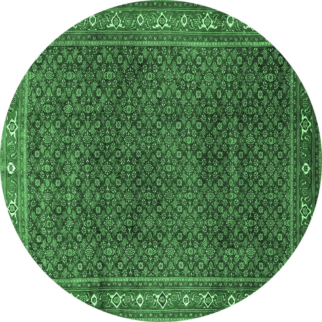 Ahgly Company Indoor Round Persian Emerald Green Traditional Area Rugs