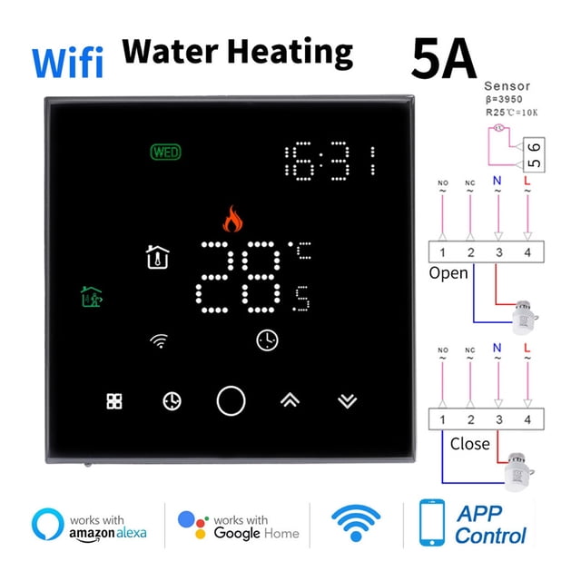 WiFi Thermostat 16A 5A Smart Touch Warm Floor Temperature Controller Electric Floor Heating Gas Boiler Tuya APP Remote Control ,Easy to Install