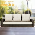 thumbnail image 2 of Dextrus 3-Seats Wicker Hanging Porch Swing Chair Outdoor Gray Rattan Patio Swing Lounge 3 Back Cushions Capacity for Garden, Balcony, Living Room, 2 of 6