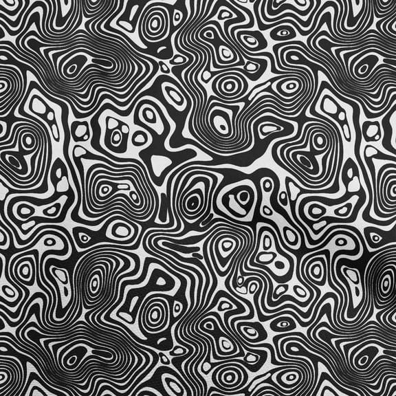 oneOone Polyester Spandex Black Fabric Moire Dress Material Fabric Print Fabric By The Yard 56 Inch Wide