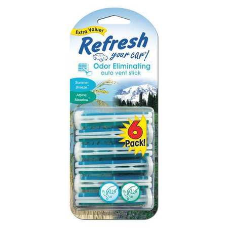 Auto Interior Accessories - Refresh Your Car Air Freshener, Vent Stick, Summer Breeze/Alpine Meadow Scents, 6-Pk.