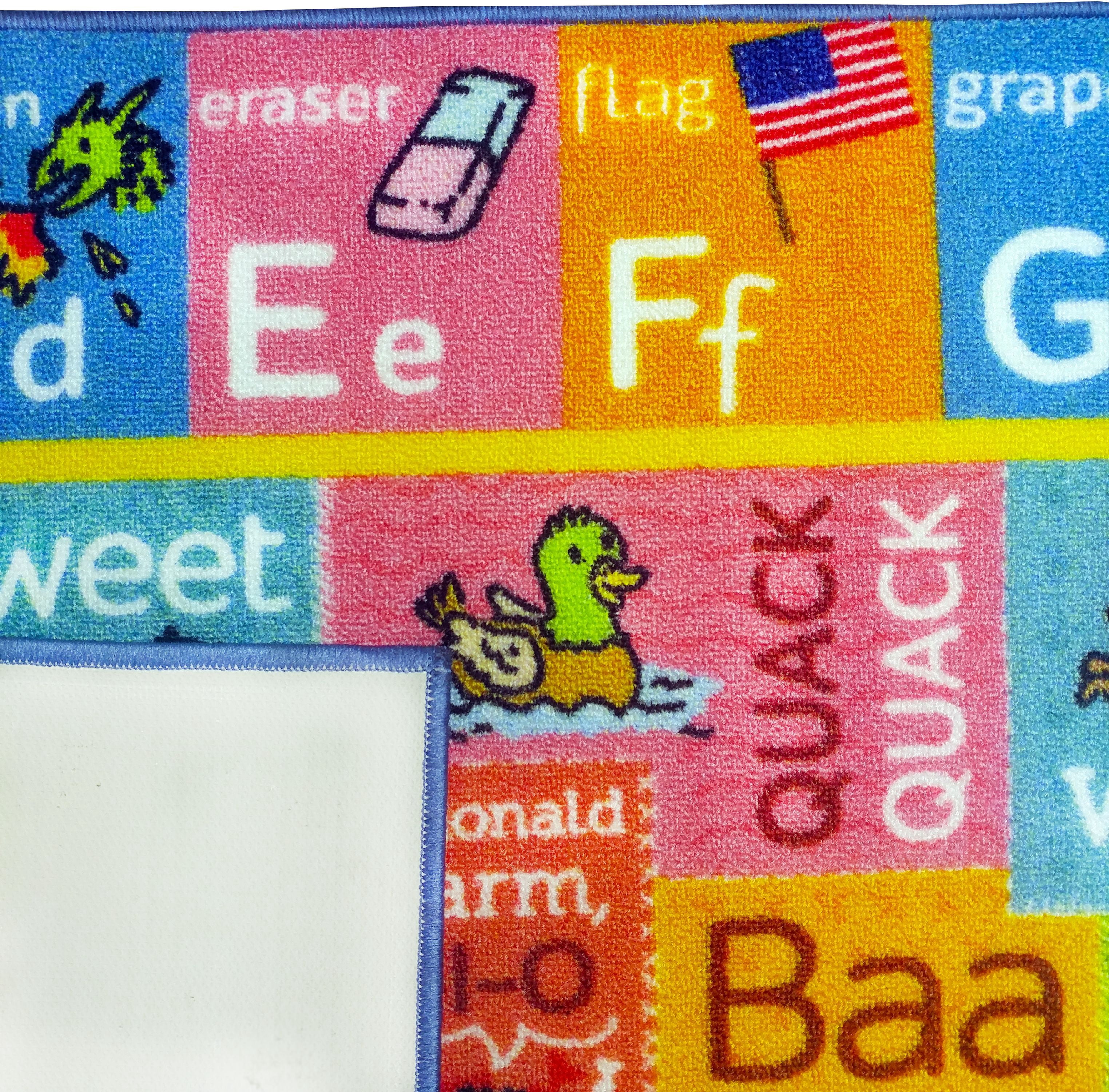 KC Cubs Playtime Collection ABC Alphabet with Old McDonald's Animals Educational Learning Polypropylene Kids and Children Area Rug (8'2" x 9'10")